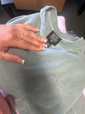 BDG Urban Outfitters Washed Blue Embroidered Logo Crewneck Sweatshirt